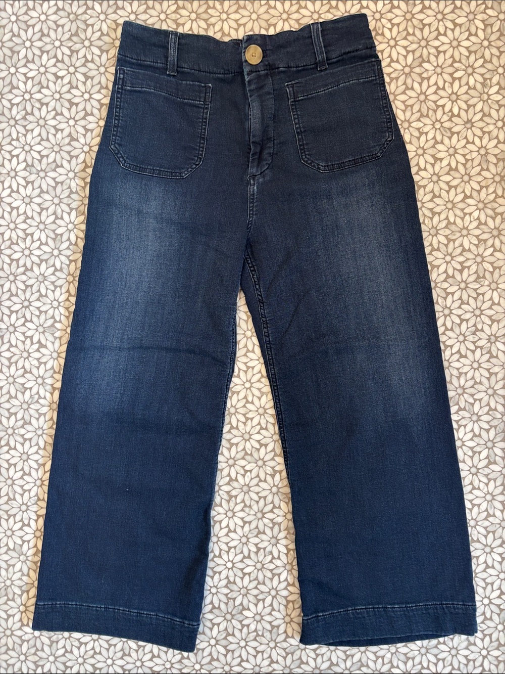 Women's Maeve Colette Knit Stretch Wide Leg Pants in Faux Denim, Size 28